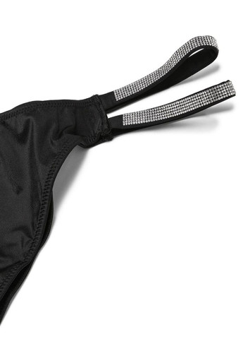 Бразилиана люксовые со стразами Double Shine Strap Smooth Brazilian Panty черные Victoria's Secret (334688595)
