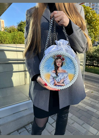 Сумка женская белая из бусин ручная работа 051 Linel (337342853)