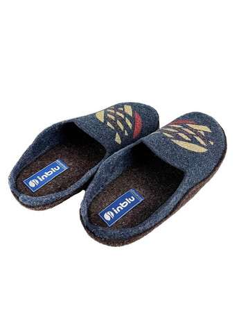 Тапочки кімнатні чоловічі коричнево-сині CN-2F Inblu (338863541)
