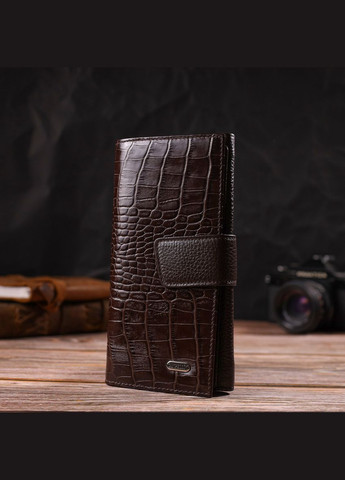 Вертикальне портмоне для документів чоловіче з натуральної шкіри з тисненням під крокодила 21837 Canpellini (306881710)