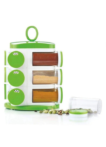 Набір комплект баночок ємностей для спецій приправ на обертовній підставці 12 штук 18х15х15 см (480935-Prob) Салатовий Unbranded (348322326)