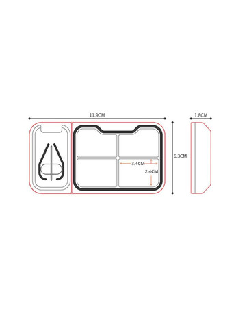 Плоская таблетница 2в1 с разделителем, органайзер для таблеток на 4 секции WoW, голубой More (299665066)