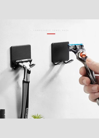 Пластиковий настінний тримач-гачок 4.5×4.5 см, чорний, 1 шт No Brand (342119664)