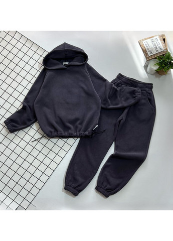 Темно-сірий флісовий костюм для дівчаток / підлітків No Brand