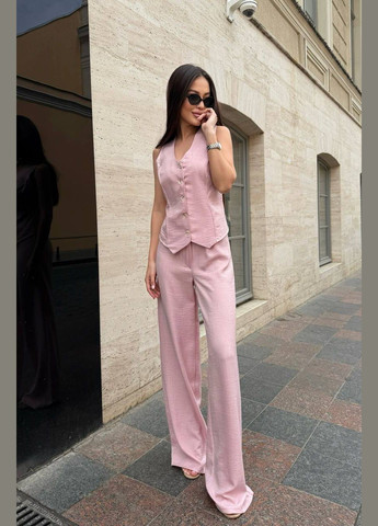 Жіночий лляний костюм жилетка та штани палаццо MonCher (333932262)
