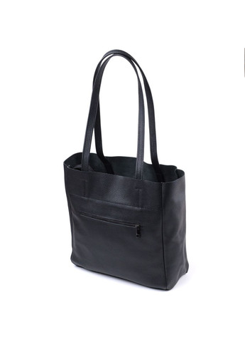 Зручна сумка-шоппер із натуральної шкіри чорна 22845 Shvigel (329198631)