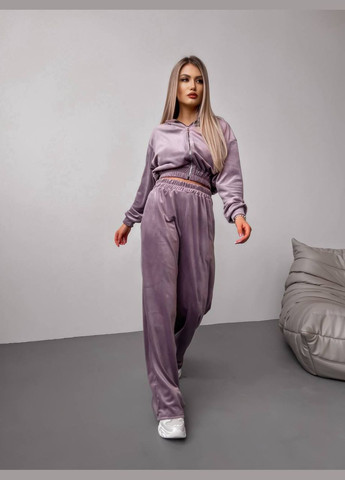 Велюровий костюм двійка з укороченою кофтою та широкими штанами Nositi 10447-12 (316190395)