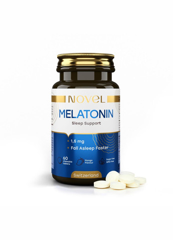 Мелатонин 1,5 мг, витамины для сна,, 60 жевательных капсул Novel (346086446)