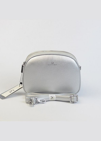 Срібляста маленька жіноча овальна сумка крос боді на три відділення Alex&Mia (338182413)