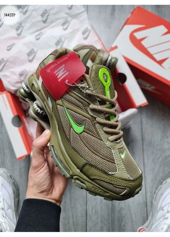 Зелені літні кросівки nike shox ride2 supreme khaki найк шокс райд 2 зелені No Brand