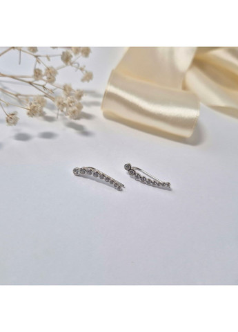 Срібні сережки каффи в Білих каменях срібло 925 проби Родоване лк0308р 1.66г Nobrand (364653487)