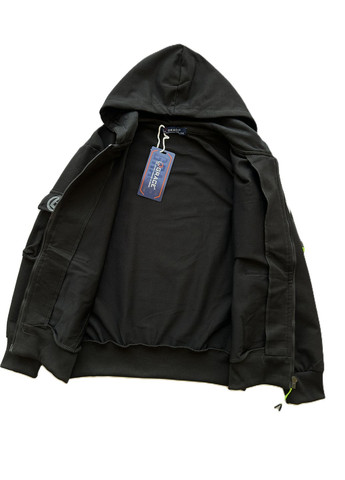 Спортивный костюм толстовка с молнией (зепка) и брюки-джогеры B13969-1 черный с зеленым Grace (356111759)