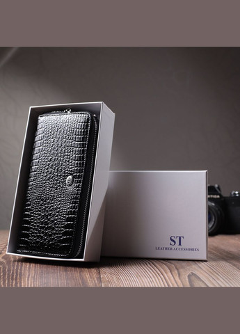 Стильный фактурный клатч на два отделения из лакированной натуральной кожи 19х9,5х4 см 22693 st leather (329197508)