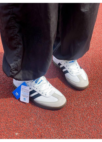 Черные демисезонные кроссовки мужские adidas samba og vegan low white black адидас самба No Brand