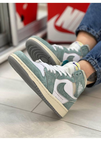 КРОССОВКИ ЖЕНСКИЕ NIKE AIR JORDAN 1 RETRO HIGH BLUE-GREEN WHITE НАЙК АИР ДЖОРДАН No Brand серые демисезоны (369392663)