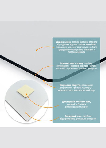 Дзеркало акрилове самоклеюче 300*400мм*2мм SW-00001522 Sticker Wall (370441643)