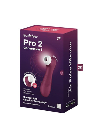 Вакуумний кліторальний стимулятор Pro 2 Generation 3 with Liquid Air Connect App Wine Red Satisfyer (303897160)