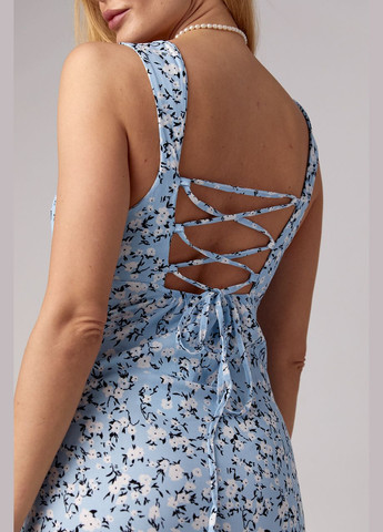 Летний женский длинный цветочный сарафан со шнуровкой на спине Lurex