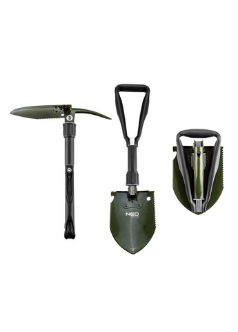 63-121 Лопата туристична, саперна, 5в1, лопата, кирка, відкривалка для пляшок, пила, торцевий ключ на 10 мм, чохол Neo Tools (314749441)