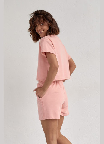 Женский спортивный комплект со шортами и футболкой - бежевый цвет, L (sku_9295) No Brand (315391022)