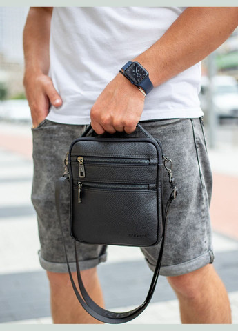 Шкіряна чоловіча сумка-барсетка через плече чорна BX-14660 Bexhill (338373031)