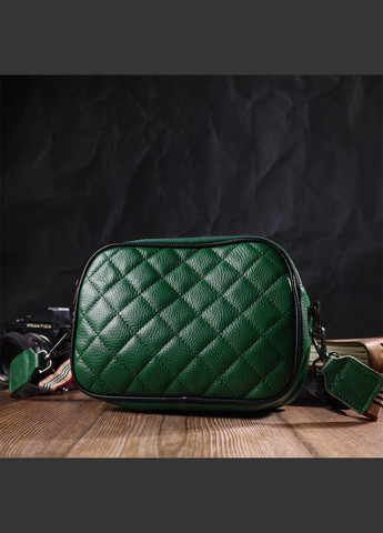 Жіноча прямокутна кроссбоді крос-боді з натуральної шкіри зелена 22113 Vintage (329195405)