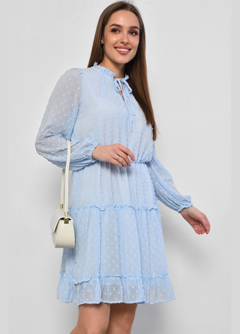 Голубое кэжуал платье женское шифоновое голубого цвета а-силуэт Let's Shop однотонное