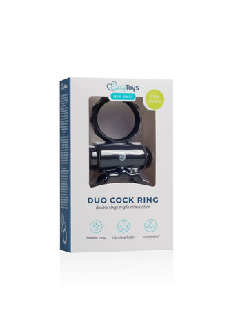 Кільце ерекційне подвійне Duo Cockring з вібро, чорне EasyToys (297399363)
