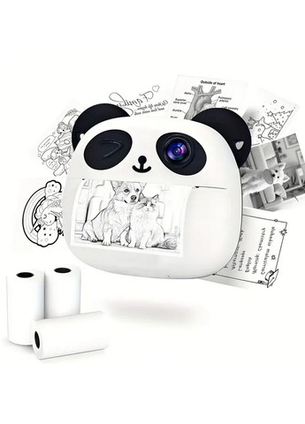Детский фотоаппарат с мгновенной печатью Панда USB 1300 mAh AWWB-32 белый No Brand (356112270)