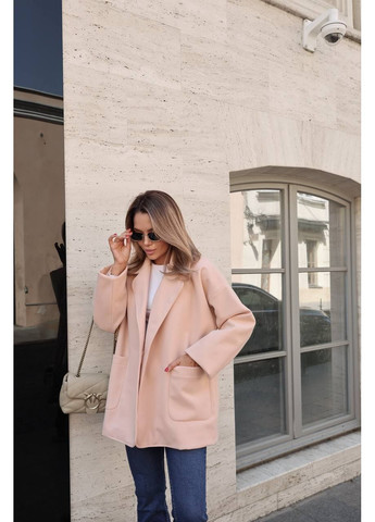 Бежевое демисезонное Пальто женское на подкладке. оверсайз No Brand