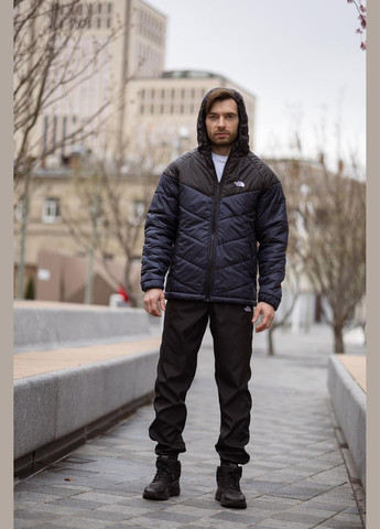 Темно-синя демісезонна легка куртка з капюшоном на силіконі Vakko