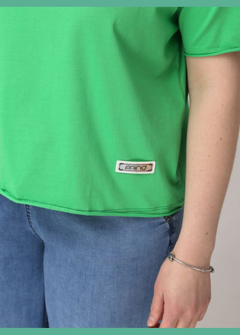 Зелена літня жіноча футболка яскраво-зелена широка з написом з коротким рукавом JEANSclub Вільна