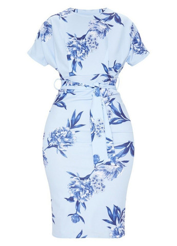 Голубое кэжуал платье PrettyLittleThing с цветочным принтом