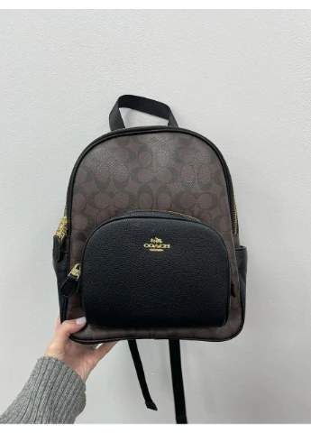 Рюкзак городской Large Court Backpack In Signature Canvas in Brown Black No Brand (355343136)
