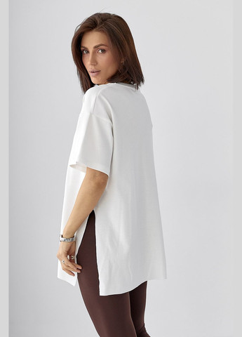 Однотонная футболка с разрезами - мятный цвет Lurex - (330988950)