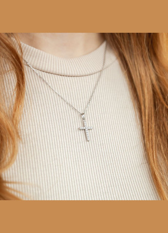 Серебряное колье с голубым кварцем и фианитами. Каштан (342335017)