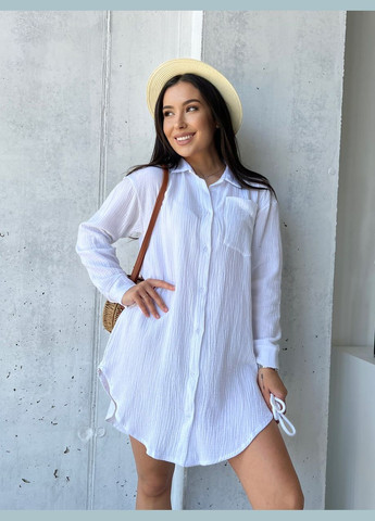 Белое платье-рубашка Україна однотонное