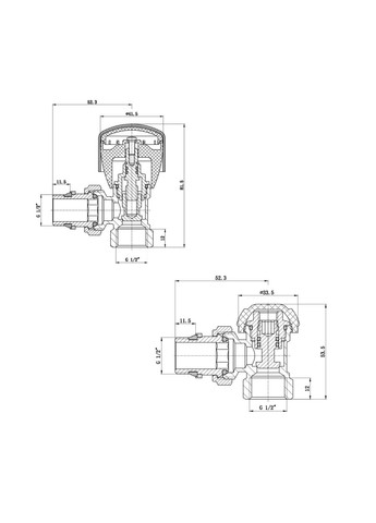 Комплект кранов радиаторных Standart 1/2"ВН угловой Thermo Alliance TAS232W15 (341326826)