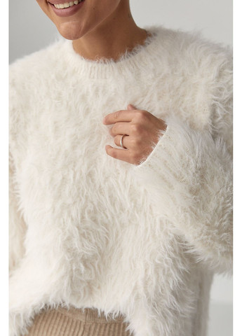 Теплая свободная кофта из искусственного меха - молочный цвет Lurex (370601952)
