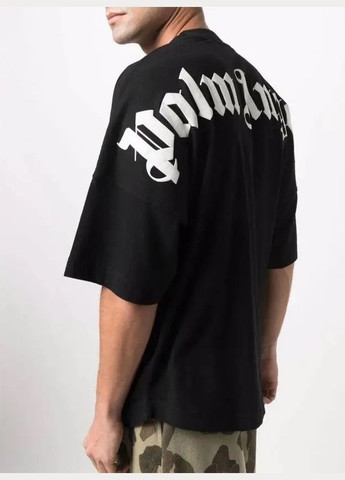 Черная футболка мужская Palm Angels Logo Print T-Shirt Oversise