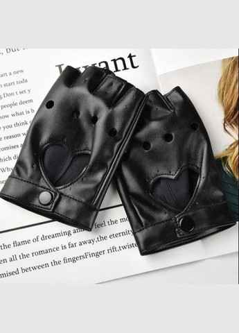 Рукавички жіночі автомобільні панк шкірзам без пальців Чорні розмір M Fashion (307071892)