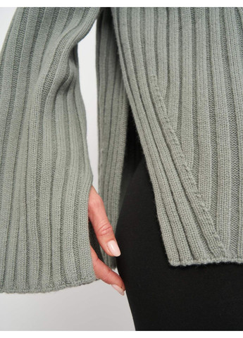 Серо-зеленый зимний свитер шерстяной H&M