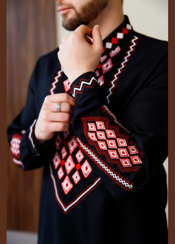 Чорна чоловіча вишиванка горян чорна Galychanka (325402132)