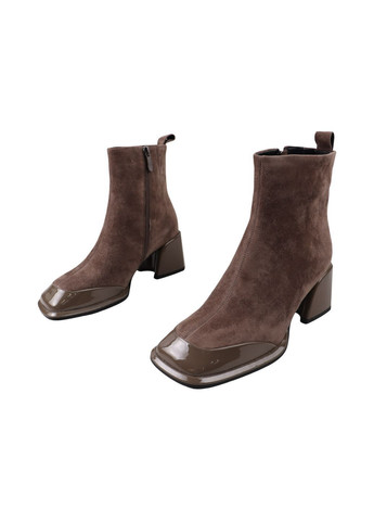 Бежеві ботильйони жіночі капучіно натуральна замша FARINNI 981-25DH