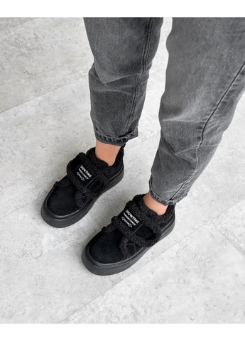 Зимові кросівки тедді, зимові кріпери, жіночі кросівки на зиму код 2297 ITTS чорні зими (362045518)