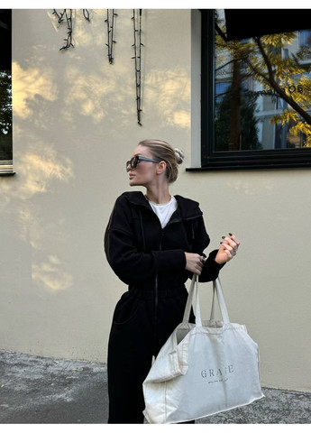 Женский теплый комбинезон FINO Mode комбинезон-брюки чёрный спортивный, повседневный, кэжуал трехнитка с начесом