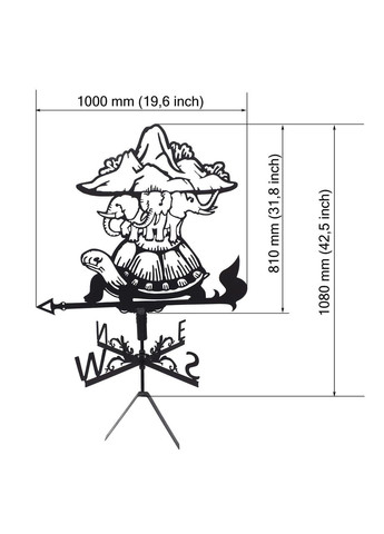 Флюгер на будинок Черепаха, Плоска земля на слонах, флюгер на дах з металу 3 мм. No Brand (368896355)