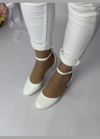 No Brand Святкові білі туфлі на зручних підборах з декором із страз туфлі-човники білий з штучна шкіра, — всесезон (322425322)