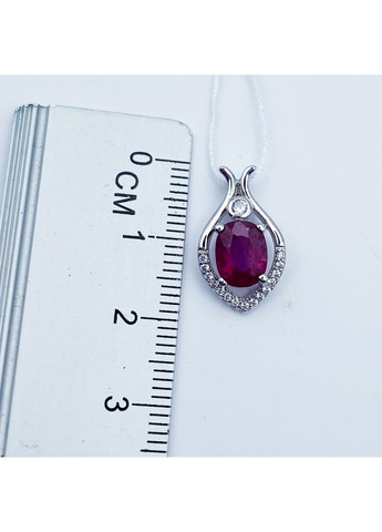 Кулон срібний з рубіном та кубічним цирконієм 1,7 г No Brand (369737715)