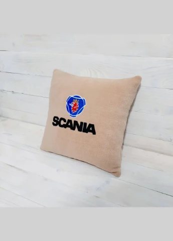 Подушка автомобільна з вишивкою логотипа Skania Бежевий (0942) No Brand (387344070)
